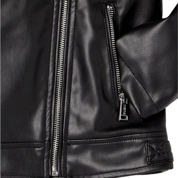 GUESS Girls' Faux Leather and Cotton Hooded Jacket Size 12 - Picture 5 of 5